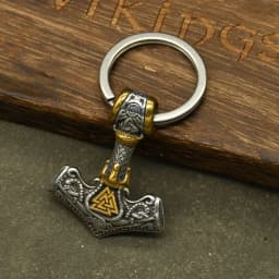 Norse Thor's Hammer Anchor Keychain Men Stainless Steel Viking Keyring Amulet Mjolnir Never Fade Charm Male Jewelry
