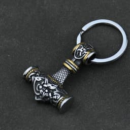 Norse Thor's Hammer Anchor Keychain Men Stainless Steel Viking Keyring Amulet Mjolnir Never Fade Charm Male Jewelry