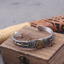 Viking Talisman Health Bracelets Tree Of Life Luck Knot Runes Trinity Magnetic Cuff Bangles Women Men Adjustable Bracelet