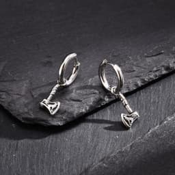 Viking Axe Hoop Earrings for Men,Stainless Steel Vicking Wolf Earrings,Retro Norse Mythology Jewelry Gift for Dad Brothers