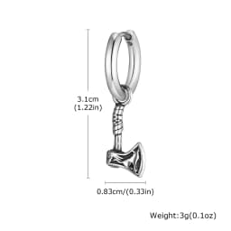 Viking Axe Hoop Earrings for Men,Stainless Steel Vicking Wolf Earrings,Retro Norse Mythology Jewelry Gift for Dad Brothers