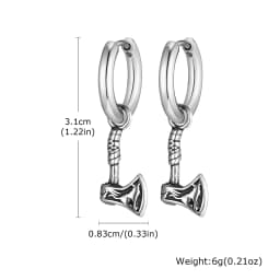 Viking Axe Hoop Earrings for Men,Stainless Steel Vicking Wolf Earrings,Retro Norse Mythology Jewelry Gift for Dad Brothers