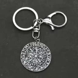 Viking Norse Runes Vegvisir Pendant Keychain For Men Women Magical Staves Compass Keying Amulet Talisman Jewelry