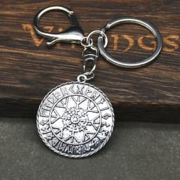 Viking Norse Runes Vegvisir Pendant Keychain For Men Women Magical Staves Compass Keying Amulet Talisman Jewelry