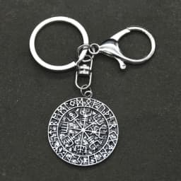 Viking Norse Runes Vegvisir Pendant Keychain For Men Women Magical Staves Compass Keying Amulet Talisman Jewelry