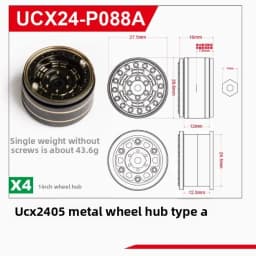 UDIRC UCX2405 1/24 RC Car Upgrade Kit Counterweight Brass Coupler Metal Front Axle Center Drive Shaft Car Shell Parts