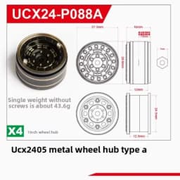 UDIRC UCX2405 1/24 RC Car Upgrade Kit Counterweight Brass Coupler Metal Front Axle Center Drive Shaft Car Shell Parts