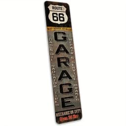 Route 66 Retro Garage Metal Wall Sign, Vintage Route 66 Retro Garage Decor, Sturdy Tin Plaque for Man Cave & Garage