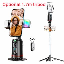 FANGTUOSI 360° Rotation Gimbal Stabilizer Tripod Selfie Stick Desktop Face Tracking With Bluetooth Remote Shutter Light Holder