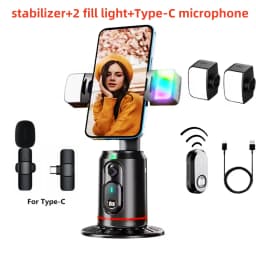 FANGTUOSI 360° Rotation Gimbal Stabilizer Tripod Selfie Stick Desktop Face Tracking With Bluetooth Remote Shutter Light Holder