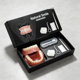 Complete Full Mouth Denture Set With Storage Case Toothbrush Removal Hook-soft Silicone Reline False Teeth For Comfortable Fit