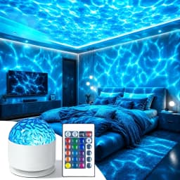 LED Night Light 16 Colors Ocean Wave Aurora Projector Light with Remote USB Powered Auto Rotate for Kids Room Ambient Decor Gift