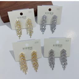 Luxury Sparking Rectangular Crystal Zircon Long Tassel Clip on Earrings for Women Bridal Wedding Without Piercing Jewelry