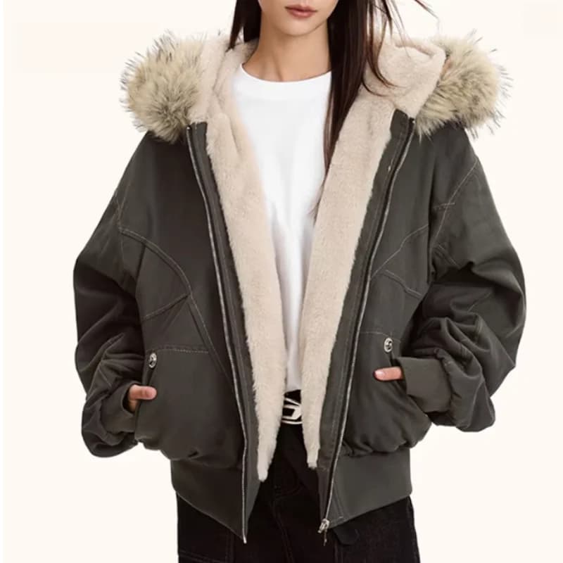Fur Collar Hooded Parkas Y2k Harajuku Thicken Padded Jackets Casual Zipper Gothic Women&Men Winter Coats Streetwear New кур Punk