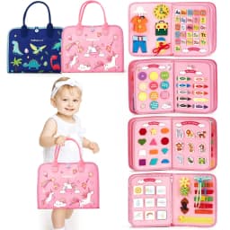 Baby Busy Board Montessori Parish Surface Activity Fine Motor Handmade Button Zip Buckle Sensory Toy Practical Life Toddler Gift