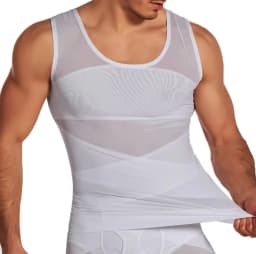 Shapershark Mens Compression Shirt Slimming Body Shaper Vest Gynecomastia Undershirt Tummy Layering  Control Shapewear Tank Top