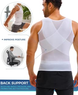 Shapershark Mens Compression Shirt Slimming Body Shaper Vest Gynecomastia Undershirt Tummy Layering  Control Shapewear Tank Top