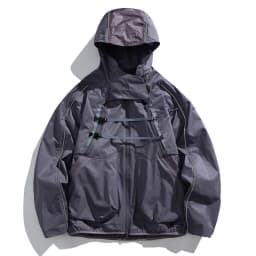 2 Pieces Vest Cloak Jacket Men Women Outdoor Sports Reflective Strip Loose Casual Techwear Waterproof Hooded Cargo Jacket Coat