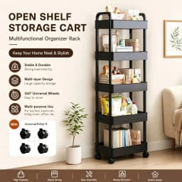 5 Tier Rolling Storage Cart Mobile Organizer Rack Space Saving Utility Shelf With Wheels For Kitchen Bathroom Bedroom Office