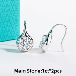 AnuJewel 1cttw/2cttw Moissanites Bubble Bezel Earrings 925 Sterling Silver Drop Hoop Earring for Women Jewelry Wholesale