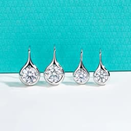 AnuJewel 1cttw/2cttw Moissanites Bubble Bezel Earrings 925 Sterling Silver Drop Hoop Earring for Women Jewelry Wholesale