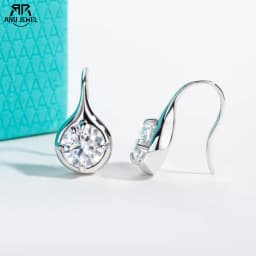 AnuJewel 1cttw/2cttw Moissanites Bubble Bezel Earrings 925 Sterling Silver Drop Hoop Earring for Women Jewelry Wholesale