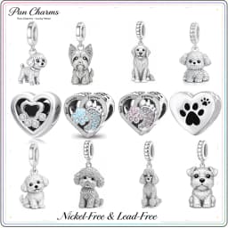 Pan Charms Puppy Dog Paw Print Pet Lover Pendant Charm Beads Fit Original Bracelet Jewelry DIY Birthday Gift for Her/Him Women