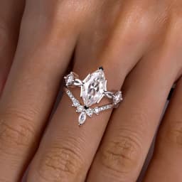 AnuJewel 3ct Marquise Cut D Color Moissanite Wedding Bands 18k Gold Plated 925 Sterling Silver Crown Bridal Ring Set for Girls