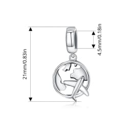 Wostu 925 Sterling Silver Travel Landmark Charms Camera Globe Airplane Eiffel Tower Big Ben Dangle Beads Fit Bracelet Women DIY