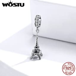 Wostu 925 Sterling Silver Travel Landmark Charms Camera Globe Airplane Eiffel Tower Big Ben Dangle Beads Fit Bracelet Women DIY