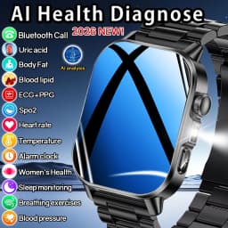 2026 New Professional-Grade Health Smart Watch Men ECG BP HR Uric Acid Lipid BMI Body Analysis Bluetooth Call Smartwatch Women