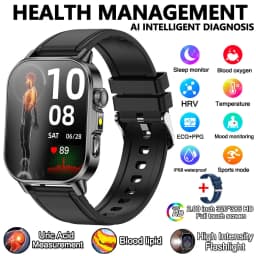 2026 New Professional-Grade Health Smart Watch Men ECG BP HR Uric Acid Lipid BMI Body Analysis Bluetooth Call Smartwatch Women