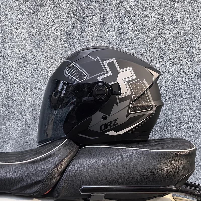 ORZ motorcycle helmet, half face, double mirror, all season men's and women's fashion, half helmet, all season universal