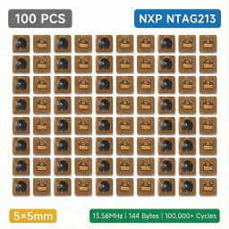 5x5mm Square FPC NFC Tag NTAG213 144B 13.56MHz Rewritable Micro RFID Sticker for Smart Jewelry Asset Tracking