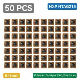 5x5mm Square FPC NFC Tag NTAG213 144B 13.56MHz Rewritable Micro RFID Sticker for Smart Jewelry Asset Tracking