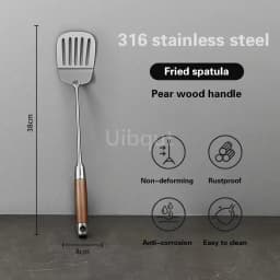 Pear wood stem 316 stainless steel spoon Household stir fry spatula Kitchen long handled spoon slotted spoon Stir fry spatula