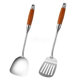Pear wood stem 316 stainless steel spoon Household stir fry spatula Kitchen long handled spoon slotted spoon Stir fry spatula
