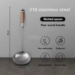 Pear wood stem 316 stainless steel spoon Household stir fry spatula Kitchen long handled spoon slotted spoon Stir fry spatula