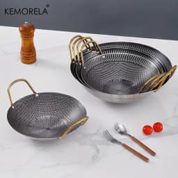1PCS Stainless Steel Non-Stick Honeycomb Pan 24/26/28/30cm for Kitchen Fast Heat Conduction, Scratch-Resistant Non-Stick Surface