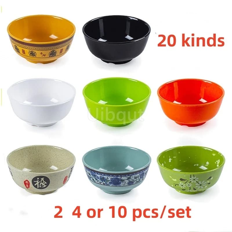 4.5 5 inch 2 10 pcs set Break resistant Melamine Bowl Thickened Flower Rice Soup Snack Bowl Plastic Food Tableware Chinese Bowls