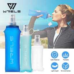 WRELS Soft Flask Folding Collapsible Water Bottle TPU BPA Free Outdoor Sport Portable Water Bag Running soft water kettle