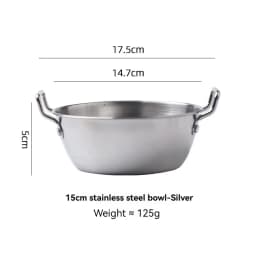 1Pcs Korean Style Cuisine Bowl Durable Stainless Steel Rice Wine Bowls Household Double Ear Snacks Plate Instant Noodle Bowl