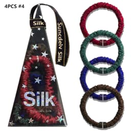 4PCS 100% Pure Mulberry Silk Hair Scrunchies Silk Hair Ties Hairbands Ponytail Holders Solid Color Hair Accessories 22Momme