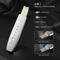 6 in 1 EMS Ultrasonic Skin Scrubber ION LED Photon Skin Lifting Massager Face Spatula Blackhead Remover Facial Deep Cleansing