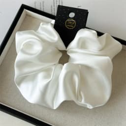 Satin Silk Like Hair Scrunchies Black Big Hair Ties For Girl Scrunchie Solid Color Hair Accessories Scrunch Headbands For Women