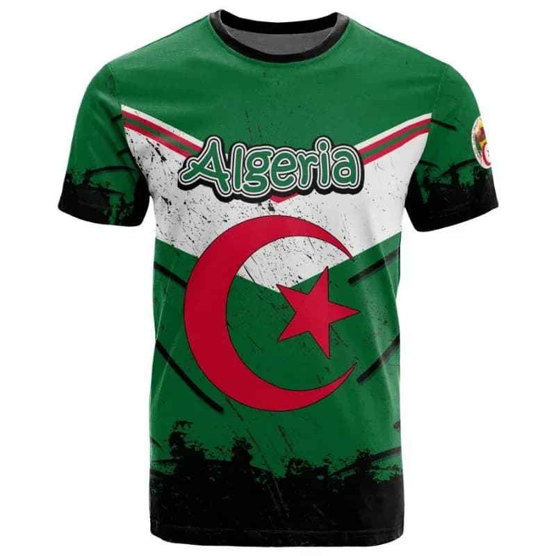 Algeria 3D T-Shirt Short Sleeves Casual Sports Loose T-Shirt Flag Print High Quality T-Shirt Summer Round Neck Men Ladies Tops