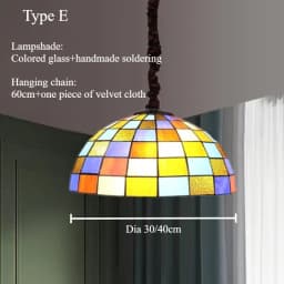 Retro Tiff Style Colorful Glass Chandelier Mediterranean Pendant Light For Bar Bedroom Living Room Balcony Creative Decor