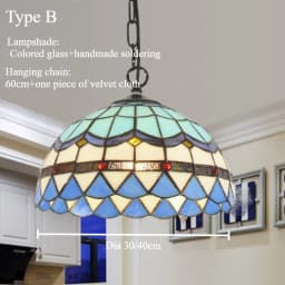 Retro Tiff Style Colorful Glass Chandelier Mediterranean Pendant Light For Bar Bedroom Living Room Balcony Creative Decor
