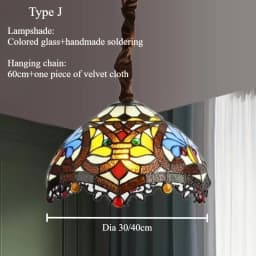 Retro Tiff Style Colorful Glass Chandelier Mediterranean Pendant Light For Bar Bedroom Living Room Balcony Creative Decor