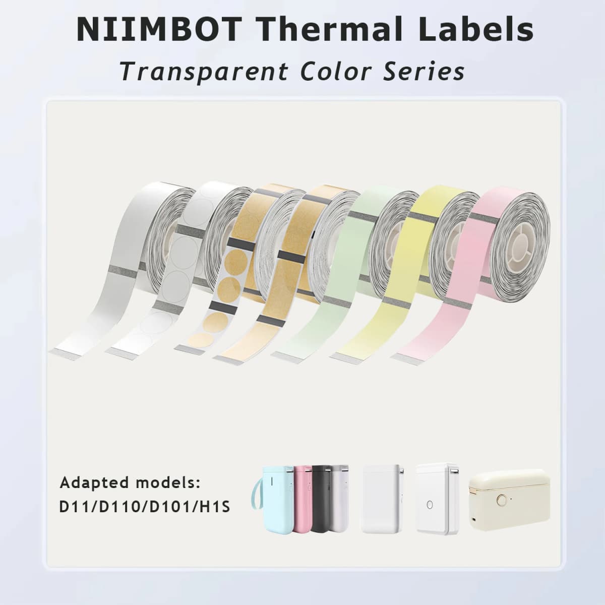 Niimbot D11/D101/D110 Transparent Label Printing Paper Name Sticker Waterproof Self-adhesive Cartoon Label Paper
